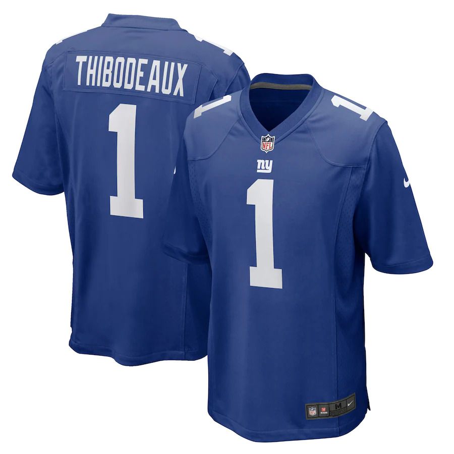 Men New York Giants #1 Kayvon Thibodeaux Nike Royal 2022 NFL Draft First Round Pick Game Jersey